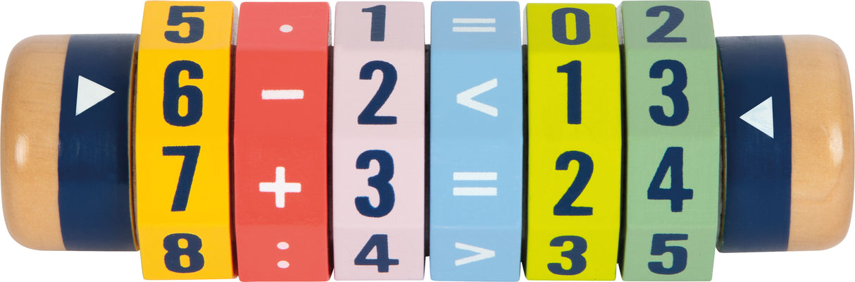 Calculator Rulant 1x1 "Educate" – Cilindru Matematic din Lemn cu 6 Piese Rotative, Adunare, Scădere, Înmulțire și Împărțire