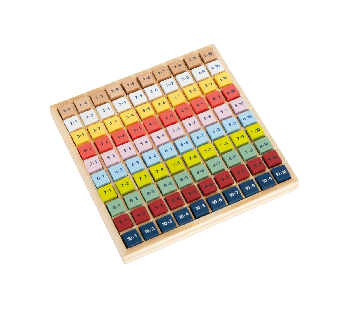 Tabla Înmulțirii Colorată "Educate" – Joc din Lemn pentru Învățarea 1x1, Cuburi cu Probleme și Soluții, Perfect pentru Școala Primară