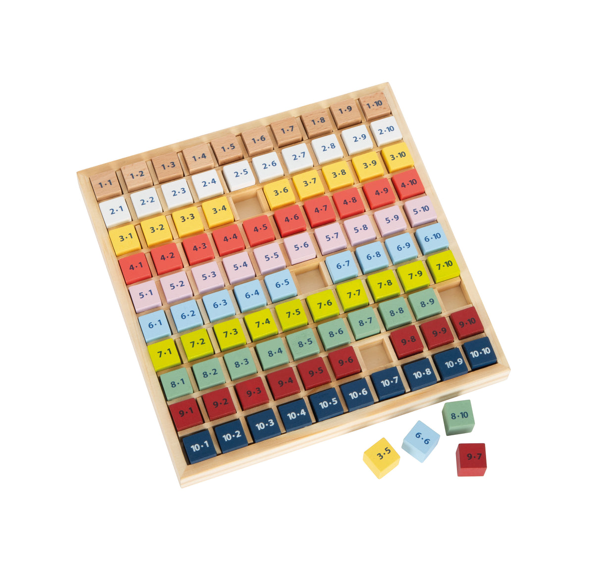 Tabla Înmulțirii Colorată "Educate" – Joc din Lemn pentru Învățarea 1x1, Cuburi cu Probleme și Soluții, Perfect pentru Școala Primară