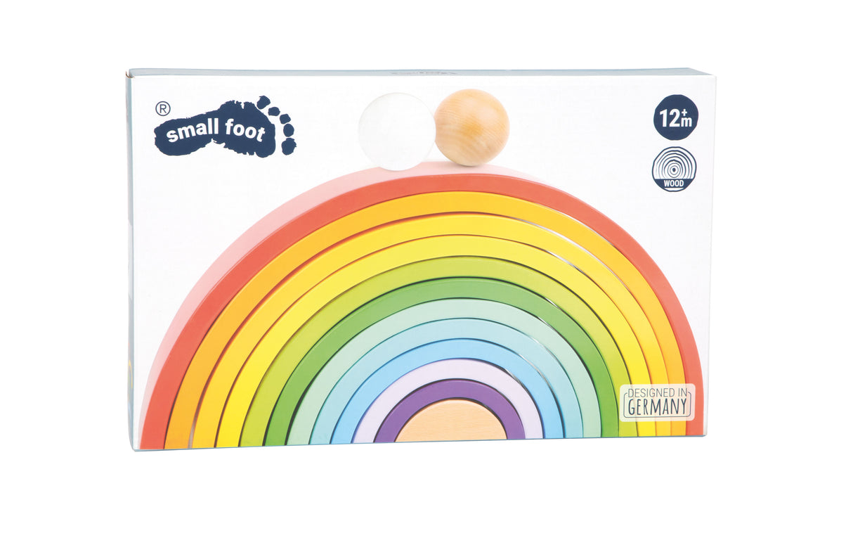 Cuburi de Construit Curcubeu XL – Set din Lemn cu 12 Arcade Colorate și 2 Bile, pentru Construit, Stivuit și Sortat, Dezvoltă Creativitatea