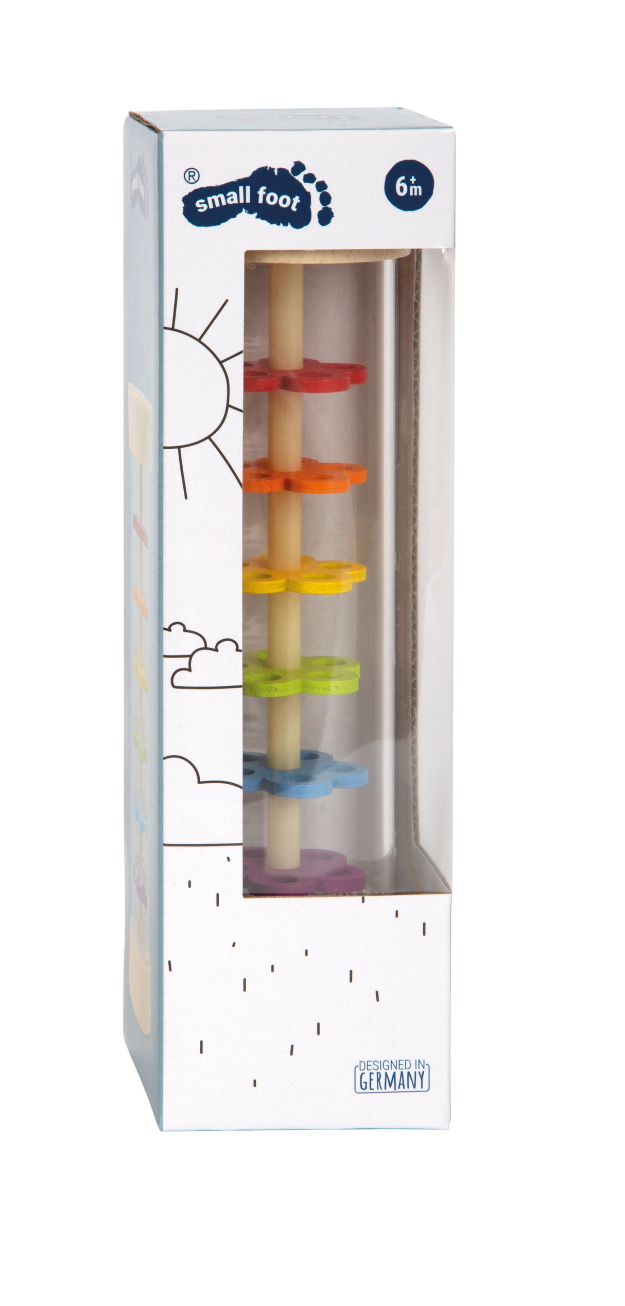 Zornăitoare Ploaie Curcubeu – Jucărie Muzicală din Lemn pentru Bebeluși, cu Mărgele Colorate și Discuri în Formă de Floare, Instrument Senzorial Montessori