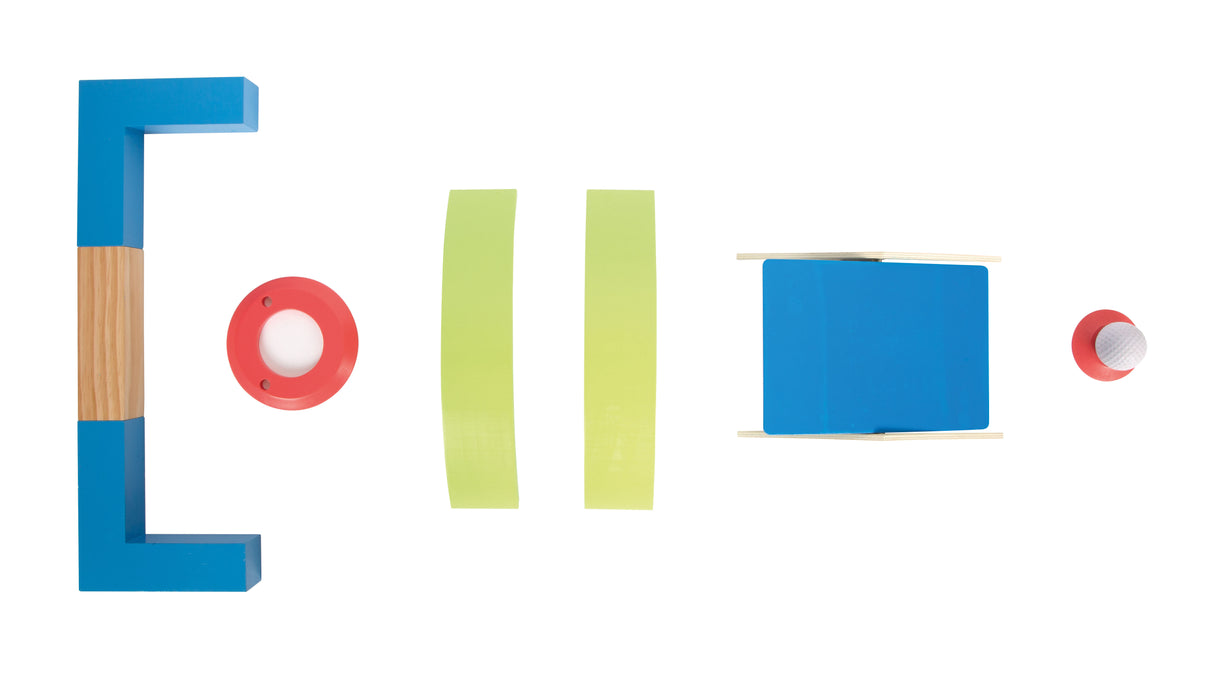 Set Minigolf "Active" – Joc din Lemn Masiv pentru Copii, 3 Crose de Dimensiuni Diferite, Bile Soft, Obstacole și Traseu Ajustabil