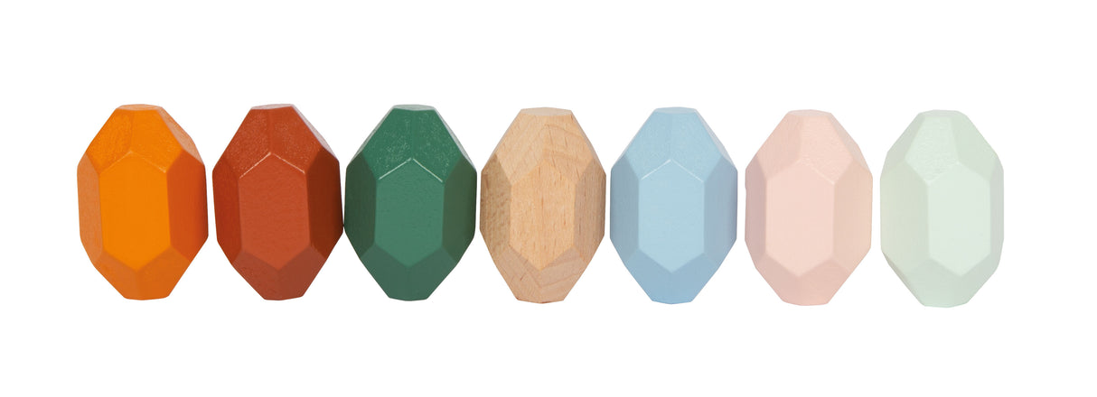 Cuburi de Echilibru Montessori – Set 18 Piese din Lemn cu Forme Neregulate, Stivuire Provocatoare, Culori Moderne, Pietre de Meditație