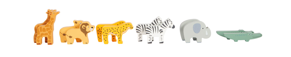 Arca lui Noe Joc cu Forme "Safari" – Jucărie 2-în-1 din Lemn pentru Copii, Vapor cu Mâner și Capac, 15 Figurine Detaliate, Animale în Perechi