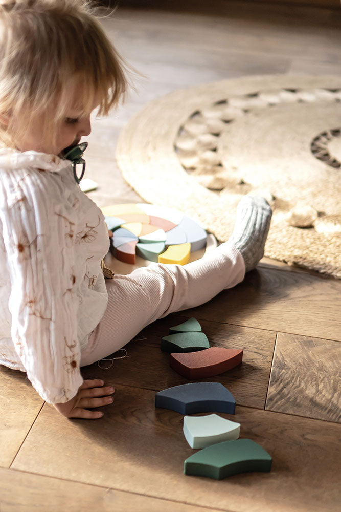 Puzzle Culori "Safari" – Joc Montessori din Lemn cu 24 Piese, Multifuncțional pentru Sortat, Stivuit și Creat Mandale