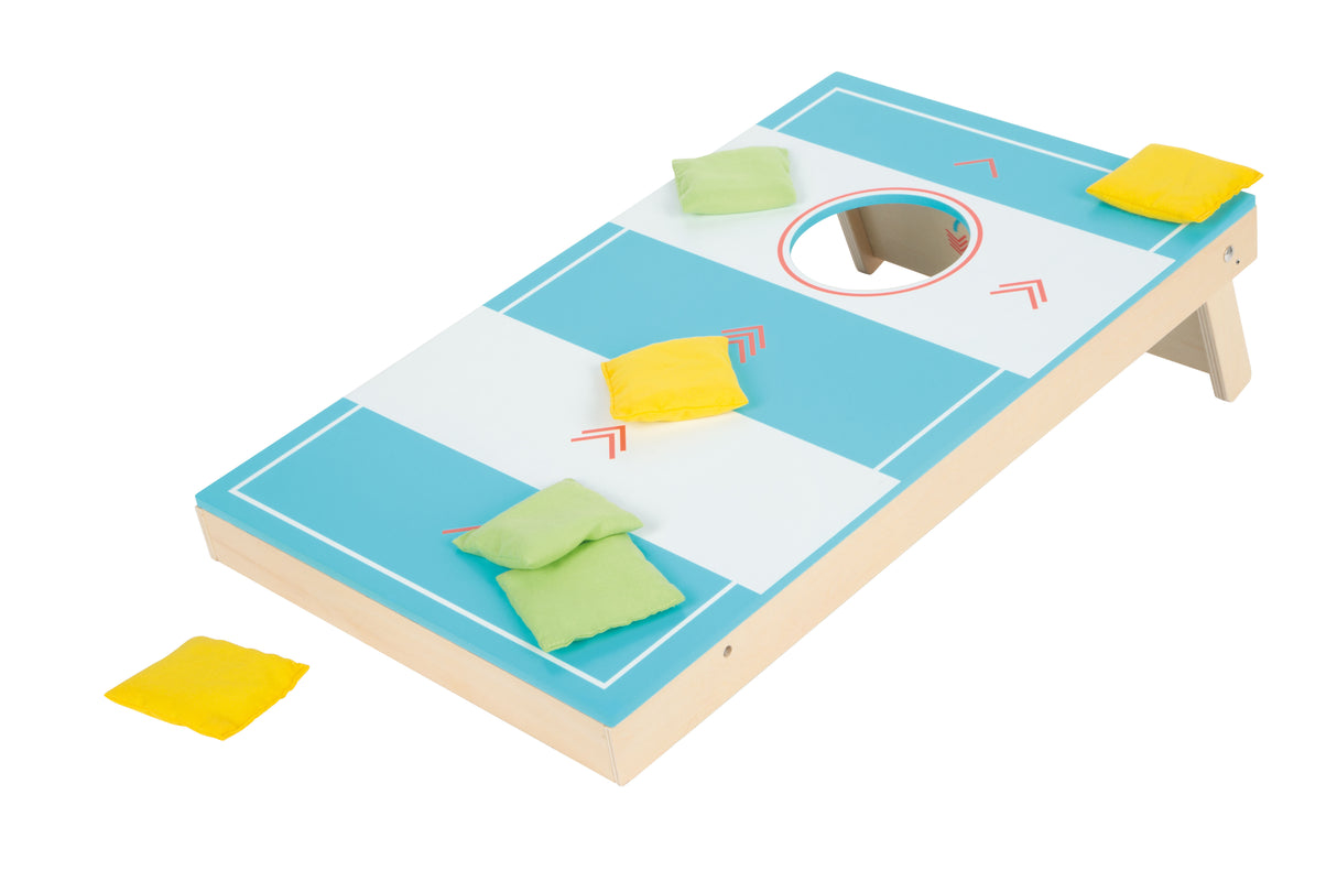 Joc Cornhole și Sling Puck "Active" Small Foot – Joc 2-în-1 din Lemn cu Tablă Dublă Față, Accesorii Incluse, Potrivit pentru