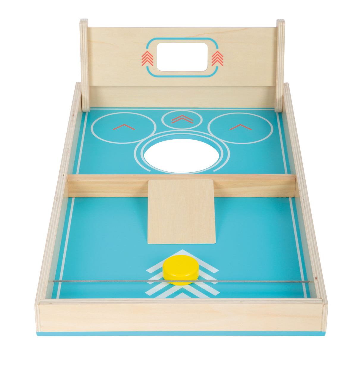 Joc Cornhole și Sling Puck "Active" – Joc 2-în-1 din Lemn cu Tablă Dublă Față, Accesorii Incluse, Potrivit pentru Toate Vârstele