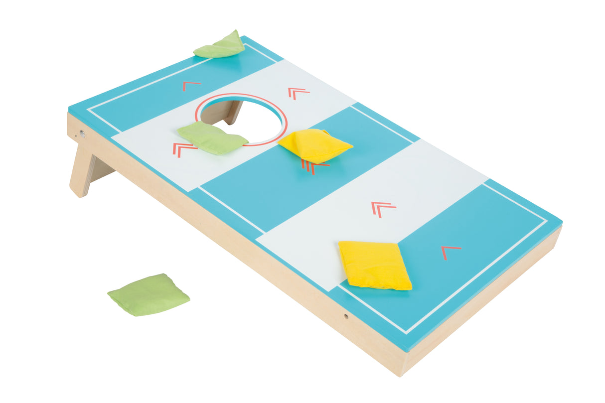 Joc Cornhole și Sling Puck "Active" – Joc 2-în-1 din Lemn cu Tablă Dublă Față, Accesorii Incluse, Potrivit pentru Toate Vârstele