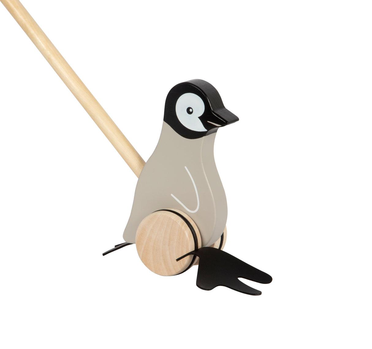 Pinguin de Împins FSC 100% – Jucărie din Lemn Certificat pentru Învățarea Mersului, cu Picioare Legănate și Sunete, Roți de Cauciuc