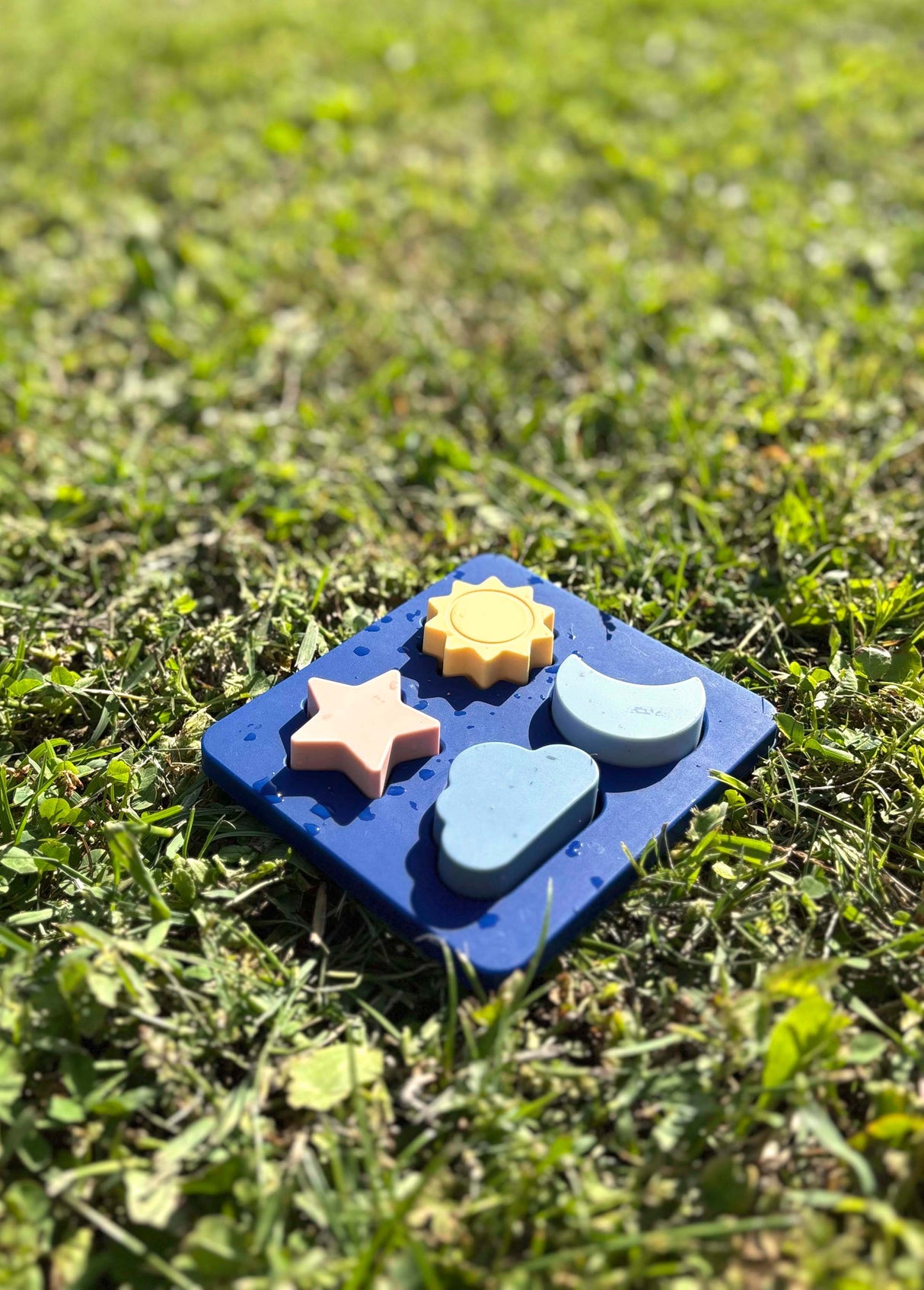 Puzzle din Silicon – Jucărie Educativă Moale, Fără BPA, cu Soare, Lună, Stea și Nor, Dezvoltă Motricitatea, Ideal pentru Călătorii
