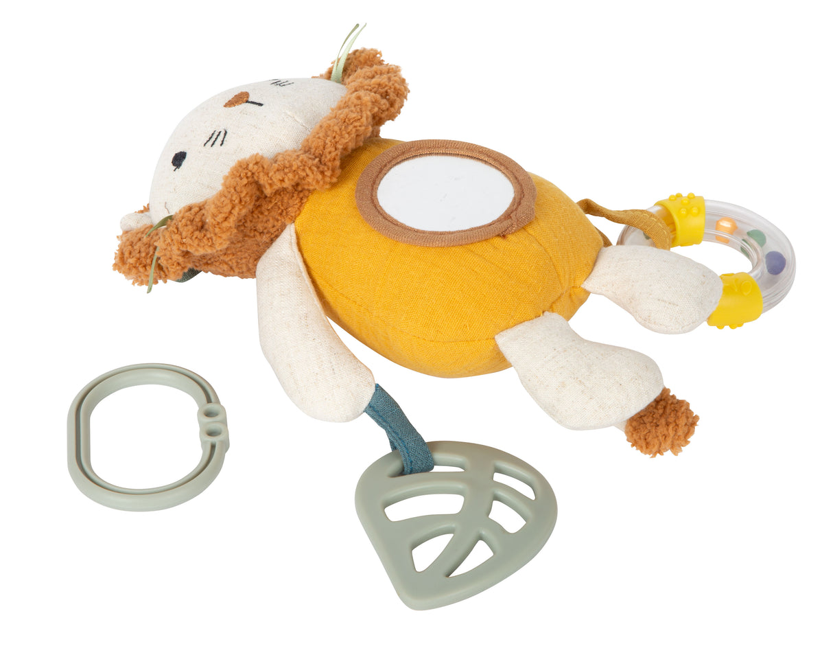 Figurină Suspendată Little Lion – Jucărie Textilă pentru Bebeluși cu Zornăitoare și Inel pentru Dentiție, Pui de Leu Moale pentru Cărucior și Pătuț