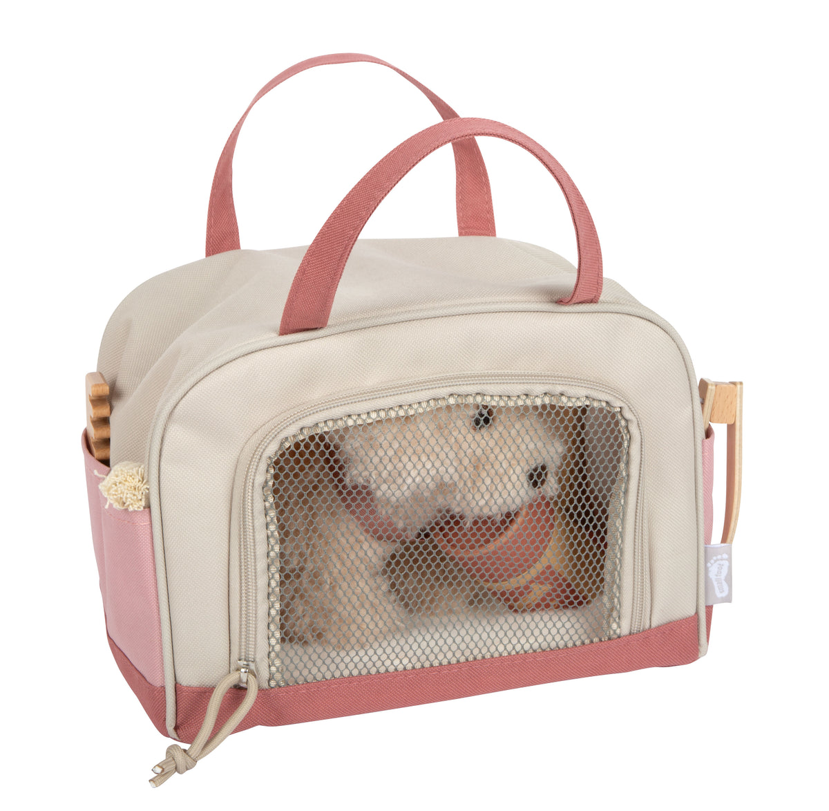 Cățeluș de Pluș cu Geantă Roz și Set de Îngrijire – Set de Joc de Rol cu Cățel Moale, Ham Detașabil, Bol, Pieptene și Accesorii de Veterinar, pentru Copii 2+
