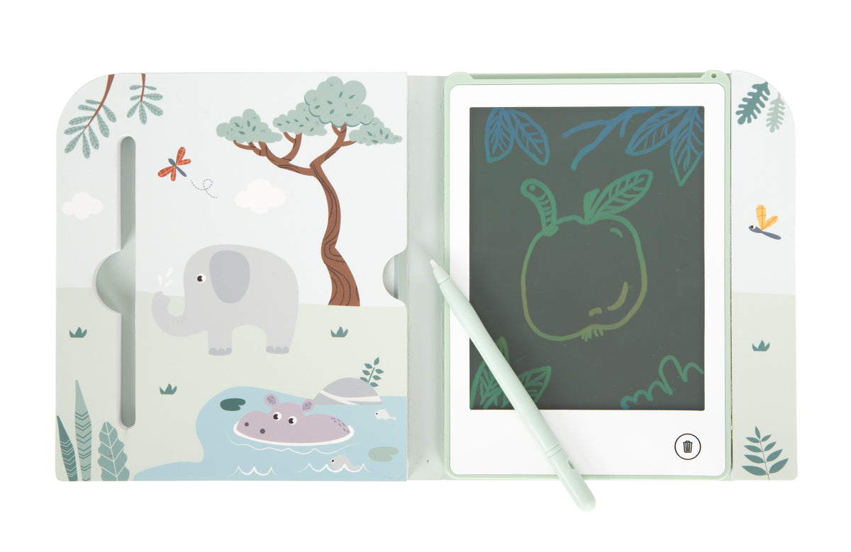 Desen liber cu măr pe tableta LCD pentru copii