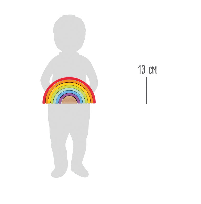 Cuburi de Construcție Curcubeu Mare – Arcă din Lemn cu 8 Inele Colorate și Bilă Albă, Premiate Spiel Gut, Versatilitate Maximă