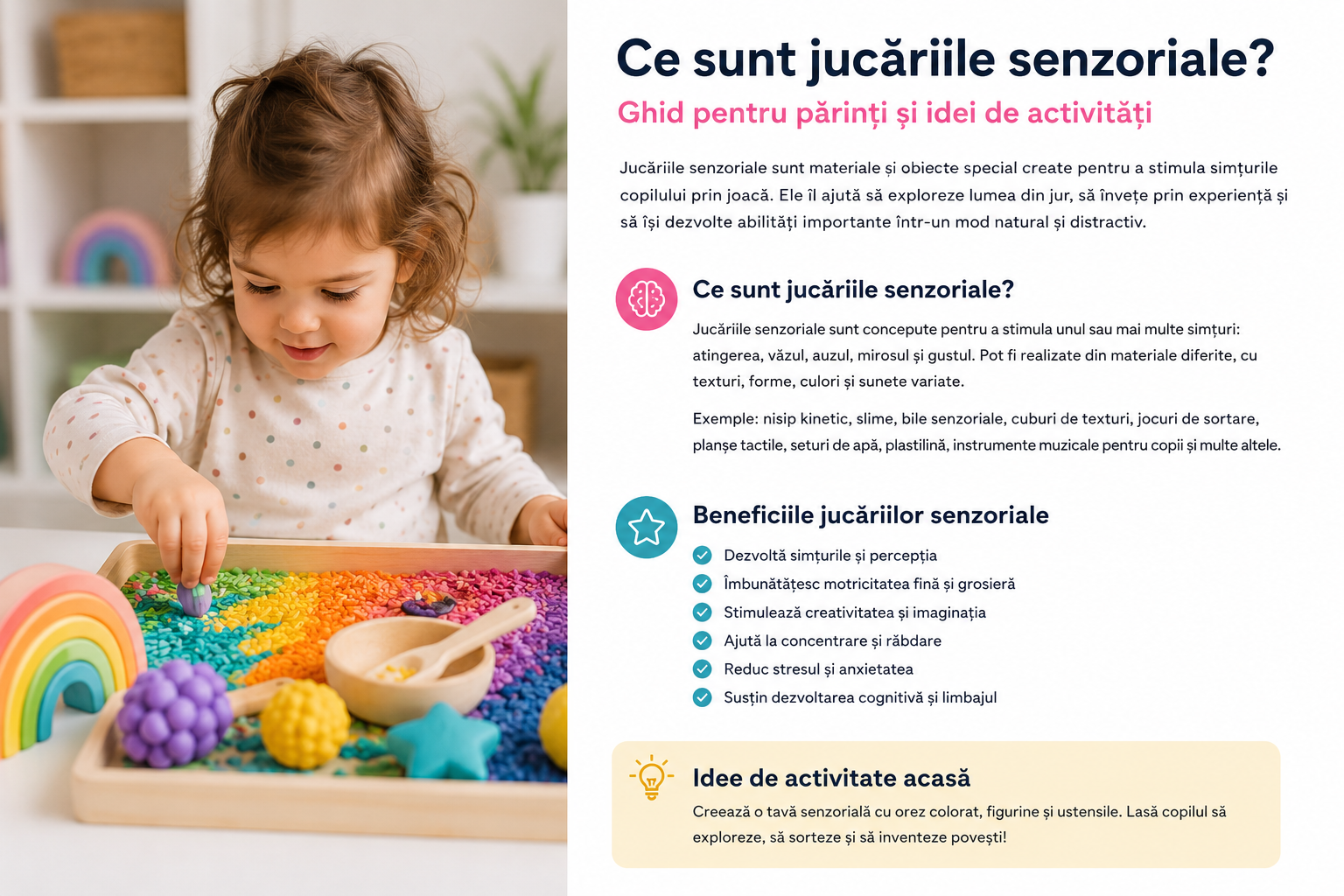 Ce sunt jucăriile senzoriale și cum ajută dezvoltarea copilului?