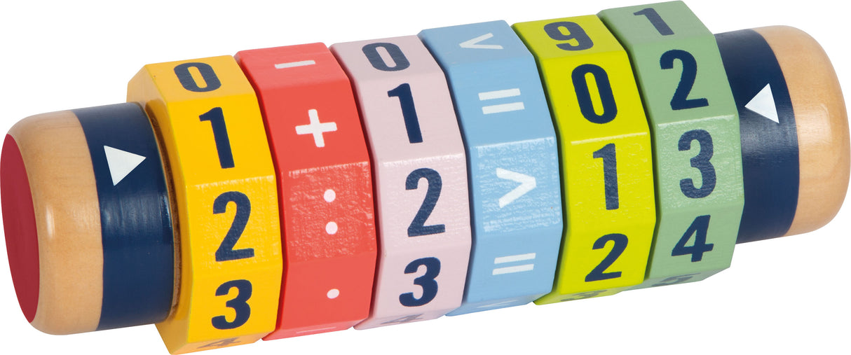 Calculator Rulant 1x1 "Educate" Small Foot – Cilindru Matematic din Lemn cu 6 Piese Rotative, Adunare, Scădere, Înmulțire și 