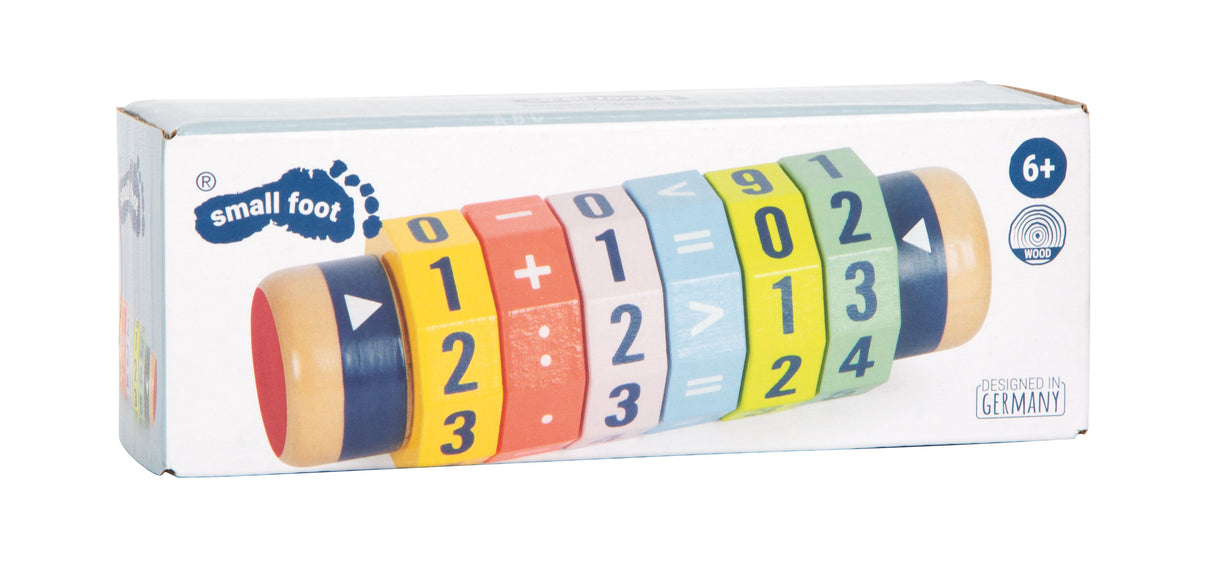 Calculator Rulant 1x1 "Educate" – Cilindru Matematic din Lemn cu 6 Piese Rotative, Adunare, Scădere, Înmulțire și Împărțire