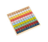Tabla Înmulțirii Colorată "Educate" – Joc din Lemn pentru Învățarea 1x1, Cuburi cu Probleme și Soluții, Perfect pentru Școala Primară