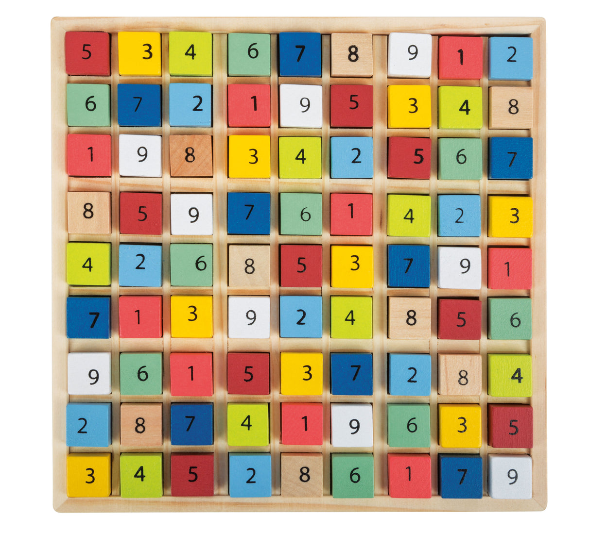 Sudoku Colorat "Educate" – Joc Educativ din Lemn pentru Toate Vârstele, Piese Colorate cu Numere, Dezvoltă Logica și Concentrarea