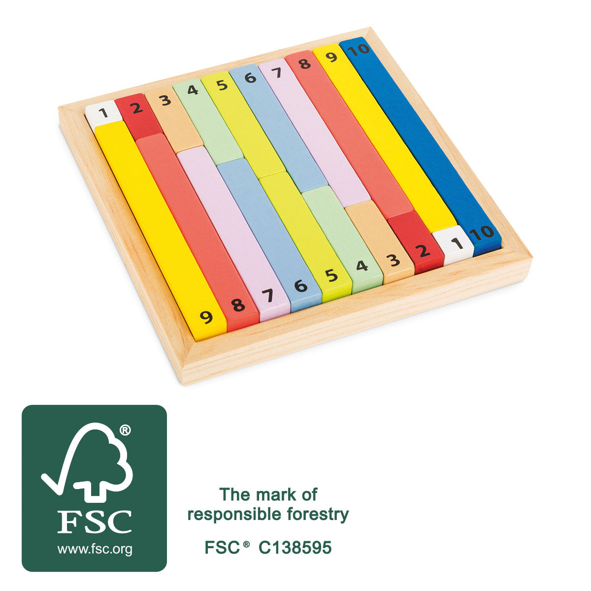 Bețe de Numărare "Educate" FSC 100% Small Foot – 19 Bețișoare Aritmetice din Lemn Certificat, Pentru Învățarea Numerelor și C