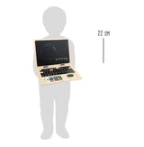Laptop din Lemn cu Tablă Magnetică – Jucărie Educativă pentru Copii, Include Creta, Smartphone din Lemn, Pliabil și Compact pentru Deplasări