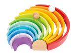 Cuburi de Construit Curcubeu XL – Set din Lemn cu 12 Arcade Colorate și 2 Bile, pentru Construit, Stivuit și Sortat, Dezvoltă Creativitatea