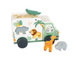 Mașinuță cu Forme de Sortat "Safari" Small Foot – Jucărie 2-în-1 din Lemn pentru Copii, cu 5 Animale Insertabile, Design Deta