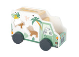 Mașinuță cu Forme de Sortat "Safari" – Jucărie 2-în-1 din Lemn pentru Copii, cu 5 Animale Insertabile, Design Detaliat Safari