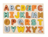 Puzzle ABC "Safari" Small Foot – Joc din Lemn pentru Învățarea Alfabetului, cu Litere A-Z, Motive Animale, Literele Pot Sta D