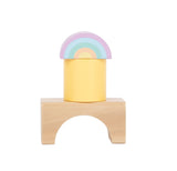 Cuburi de Construcție Pastel – Set 50 Piese din Lemn pentru Copii, Mixaj Lemn Natural și Culori Pastel Delicate, Stimulează Creativitatea