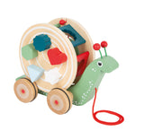 Melc de Tras cu Forme de Sortat Small Foot – Jucărie 2-în-1 din Lemn pentru Copii, Mers și Forme Colorate Detașabile, Ideal p