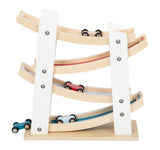 Pistă de Raliuri Clasică Small Foot – Circuit din Lemn pentru Copii cu 4 Rampe și 4 Mașinuțe Colorate, Antrenează Motricitate
