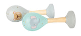 Zornăitoare Muzicale Pastel – Set 2 Instrumente de Percuție din Lemn pentru Bebeluși, cu Motive Animale și Culori Pastel, Ideale pentru Educația Muzicală Timpurie
