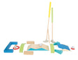 Set Minigolf "Active" Small Foot – Joc din Lemn Masiv pentru Copii, 3 Crose de Dimensiuni Diferite, Bile Soft, Obstacole și T