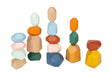 Cuburi de Echilibru Montessori Small Foot – Set 18 Piese din Lemn cu Forme Neregulate, Stivuire Provocatoare, Culori Moderne,