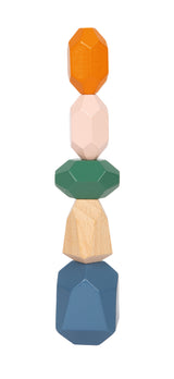 Cuburi de Echilibru Montessori – Set 18 Piese din Lemn cu Forme Neregulate, Stivuire Provocatoare, Culori Moderne, Pietre de Meditație