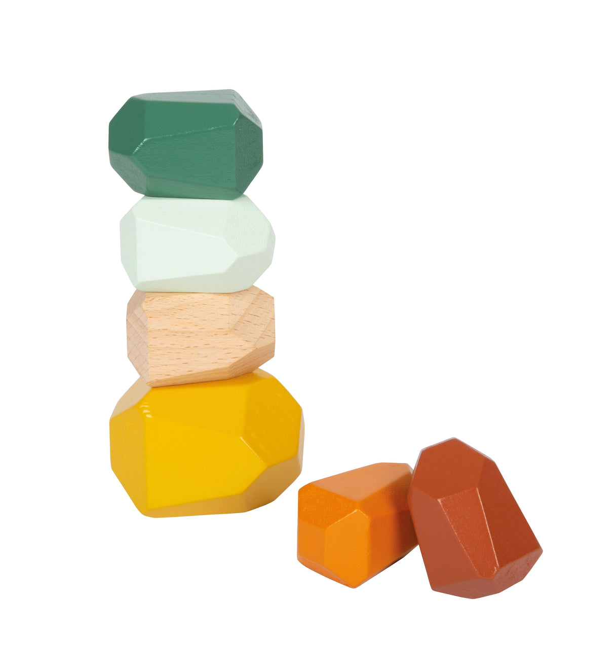 Cuburi de Echilibru Montessori – Set 18 Piese din Lemn cu Forme Neregulate, Stivuire Provocatoare, Culori Moderne, Pietre de Meditație