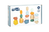 Cuburi de Echilibru Montessori – Set 18 Piese din Lemn cu Forme Neregulate, Stivuire Provocatoare, Culori Moderne, Pietre de Meditație