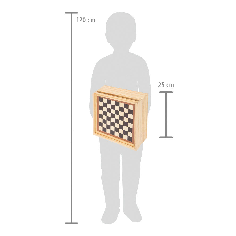 Colecție 7 Jocuri Clasice – Cutie de Lemn cu Șah, Dame, Nu te Supăra Frate, Moara, Halma, Domino, Perfect pentru Seara de Familie