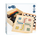 Colecție 7 Jocuri Clasice – Cutie de Lemn cu Șah, Dame, Nu te Supăra Frate, Moara, Halma, Domino, Perfect pentru Seara de Familie