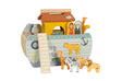 Arca lui Noe Joc cu Forme "Safari" Small Foot – Jucărie 2-în-1 din Lemn pentru Copii, Vapor cu Mâner și Capac, 15 Figurine De