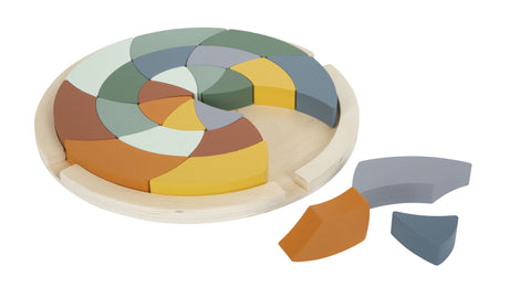 Puzzle Culori "Safari" Small Foot – Joc Montessori din Lemn cu 24 Piese, Multifuncțional pentru Sortat, Stivuit și Creat Mand