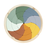 Puzzle Culori "Safari" – Joc Montessori din Lemn cu 24 Piese, Multifuncțional pentru Sortat, Stivuit și Creat Mandale