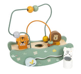 Labirint de Bile cu Balansoar "Safari" Small Foot – Jucărie de Motricitate Multifuncțională din Lemn, 2 Labirinturi, Joc de G