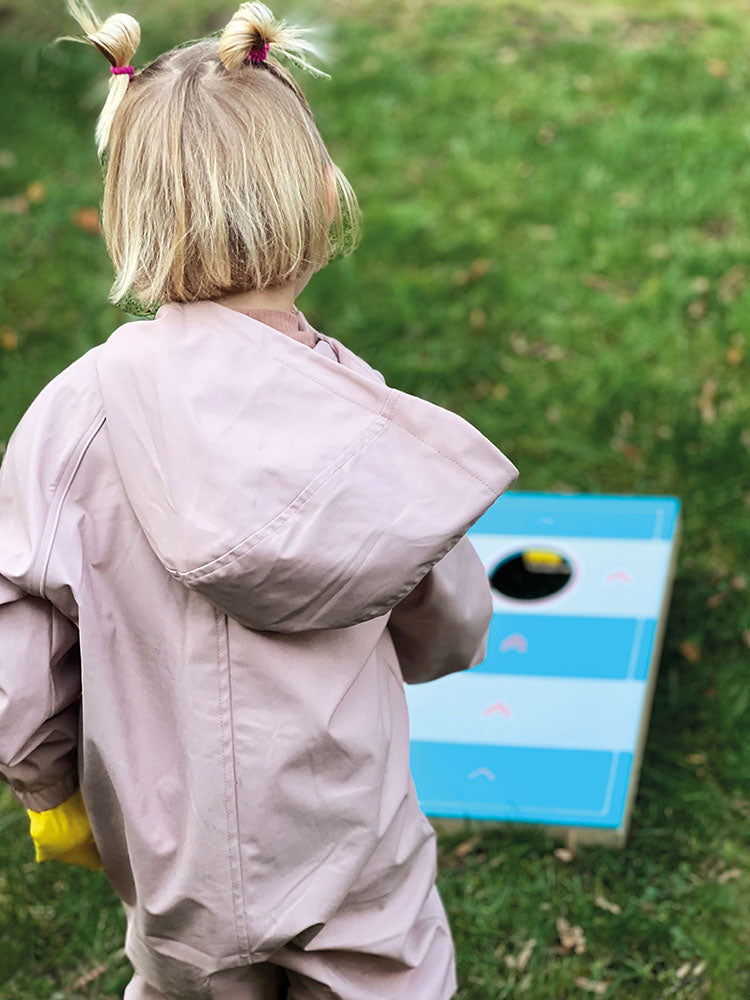 Joc Cornhole și Sling Puck "Active" – Joc 2-în-1 din Lemn cu Tablă Dublă Față, Accesorii Incluse, Potrivit pentru Toate Vârstele