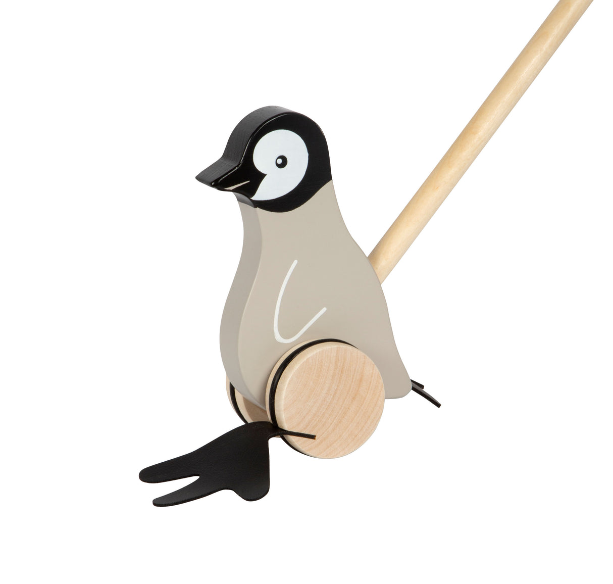 Pinguin de Împins FSC 100% – Jucărie din Lemn Certificat pentru Învățarea Mersului, cu Picioare Legănate și Sunete, Roți de Cauciuc