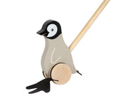 Pinguin de Împins FSC 100% – Jucărie din Lemn Certificat pentru Învățarea Mersului, cu Picioare Legănate și Sunete, Roți de Cauciuc