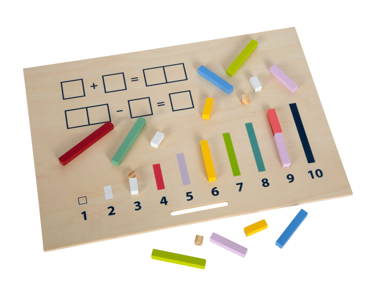 Cutie Învățare Matematică "Educate" FSC 100% – Set Montessori cu Bețe, Plăcuțe și Numere din Lemn Certificat, Pentru Preșcolari și Școlari