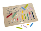 Cutie Învățare Matematică "Educate" FSC 100% – Set Montessori cu Bețe, Plăcuțe și Numere din Lemn Certificat, Pentru Preșcolari și Școlari