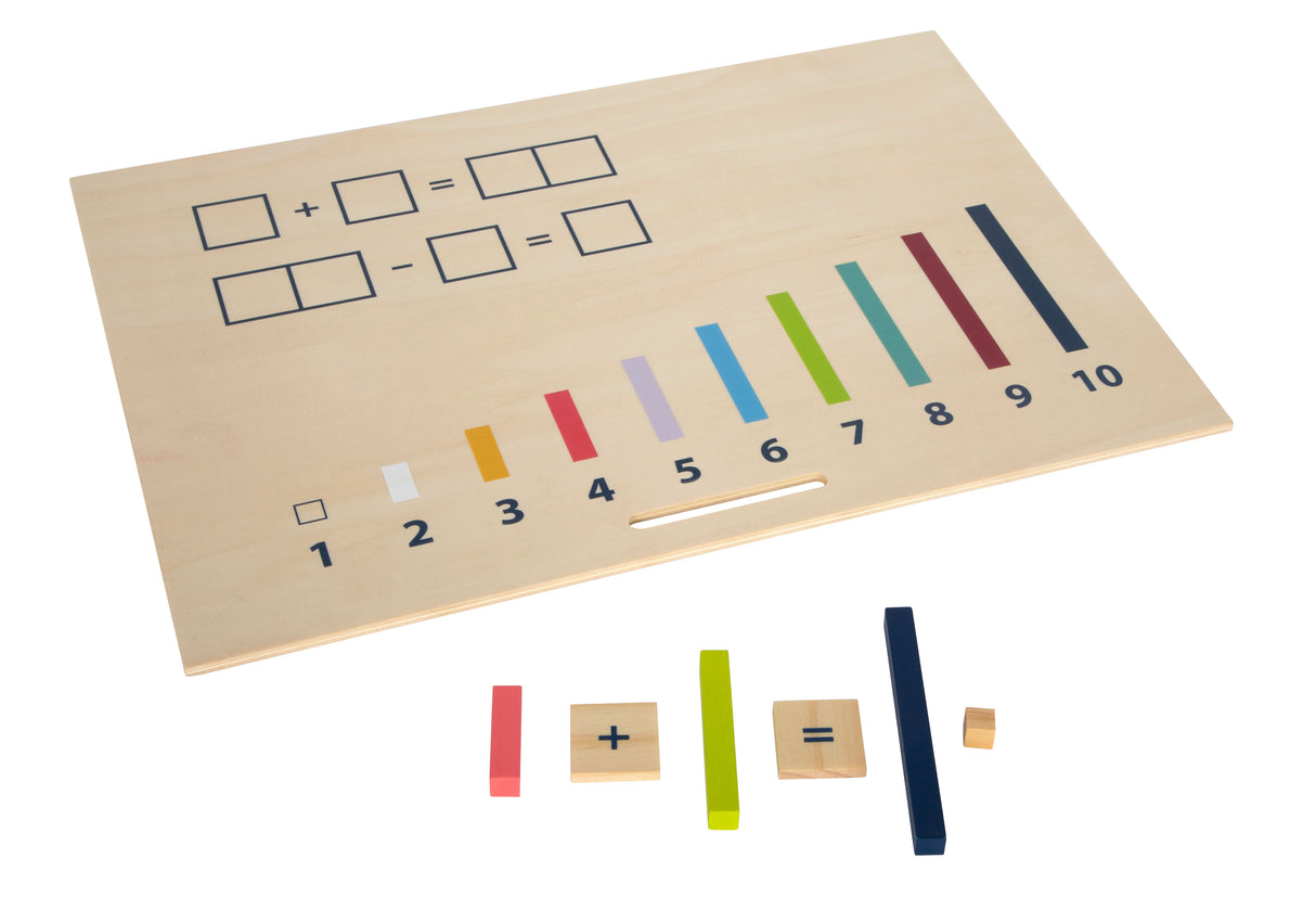 Cutie Învățare Matematică "Educate" FSC 100% – Set Montessori cu Bețe, Plăcuțe și Numere din Lemn Certificat, Pentru Preșcolari și Școlari